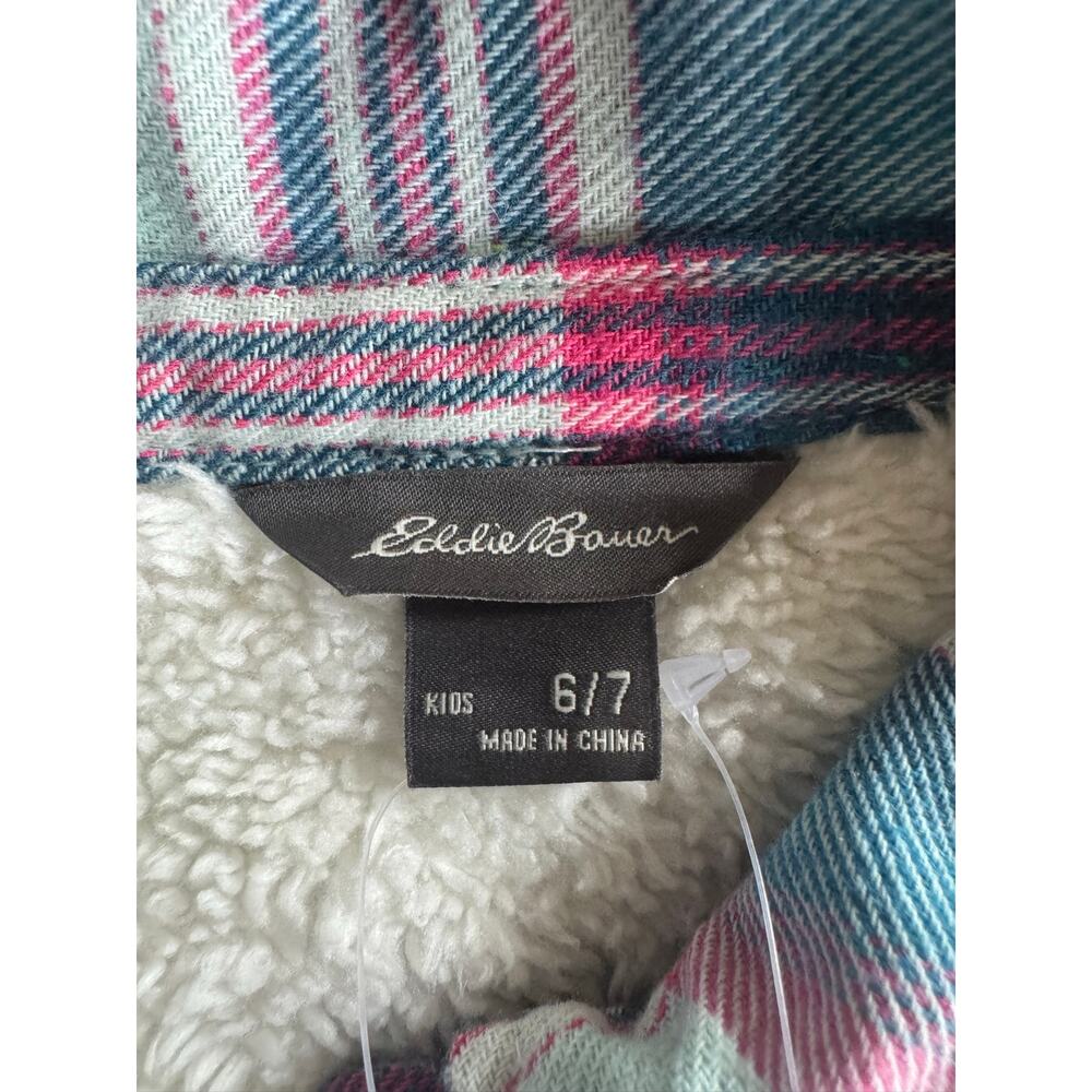 NWT Eddie Bauer Girls Plaid Sherpa Lined Shirt Jacket Size 6/7 - Picture 5 of 9